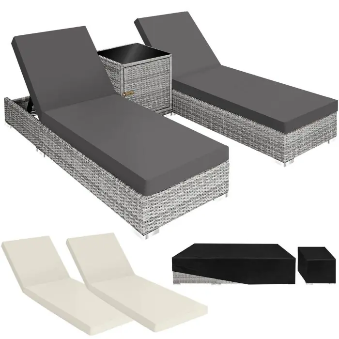 Zestaw 2 leżaków z aluminium i rattanu Nautica